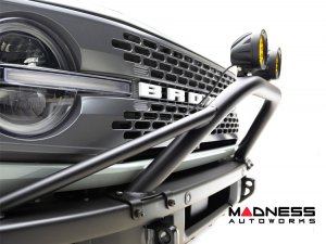 Ford Bronco Bull Bar - Front - Factory Bumper - ZROADZ - Prerunner Bar - 4in Round Amber LED